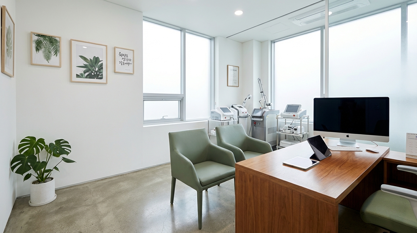 클리어 피부과 상담실과 피부 레이저 장비